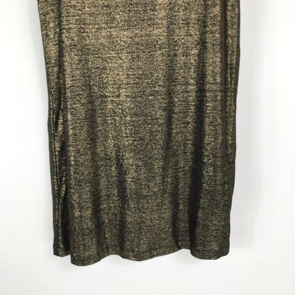 Eileen Fisher Organic Linen Jersey Shimmer Tunic Tank Women's XS Gold Holiday - Picture 2 of 11
